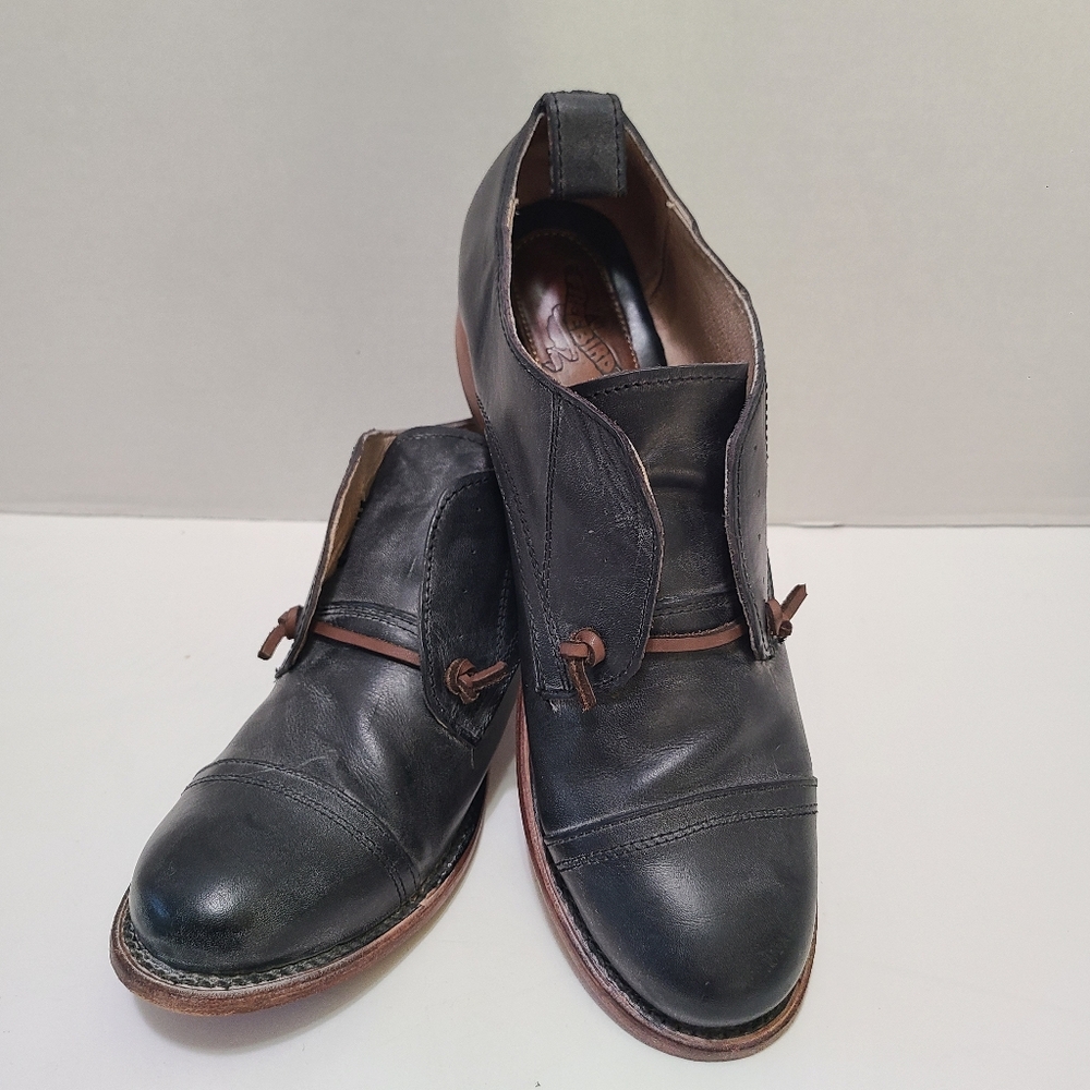 Freebird By Steven "Mabel" Black Grey Distressed Leather Shoes Size 10 - Picture 9 of 15